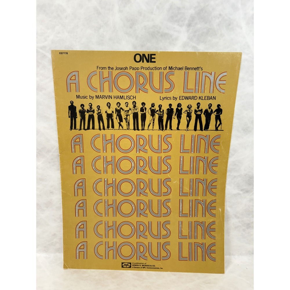 A Chorus Line One Sheet Music 1975 Marvin Hamlisch Broadway Musical Vintage